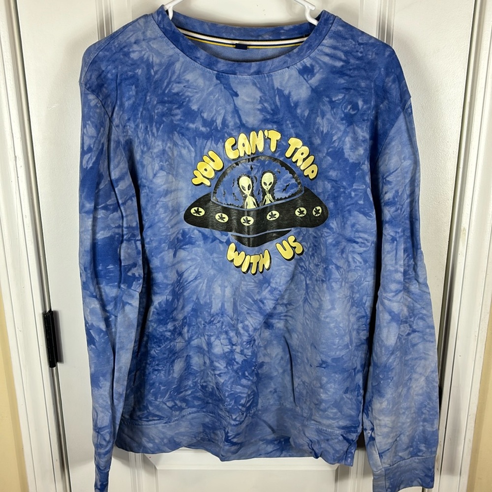 Tie Dye Alien Crew Neck Lightweight Sweatshirt